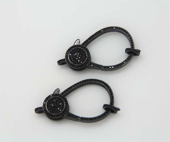 Black CZ Micro Pave 13x40mm Lobster Clasp