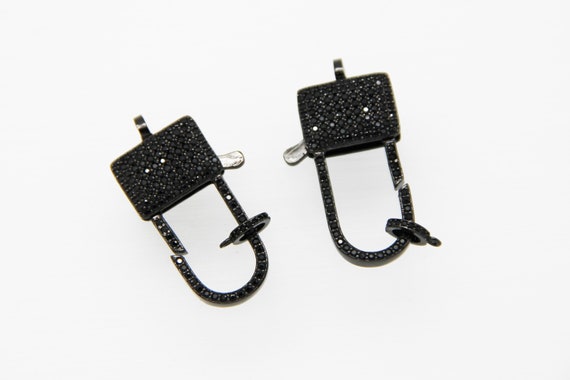 Black CZ Micro Pave 17x33mm Lock Clasp