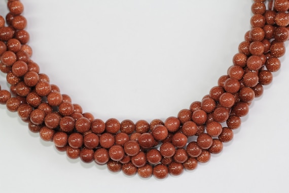 Gold Sand Stone 8mm smooth round beads 16" length full strand