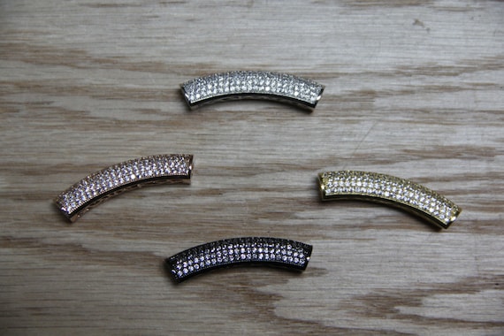 CZ Micro Pave 9x40mm Curve Tube