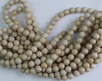 River Stone  8mm smooth round beads 16" length full strand