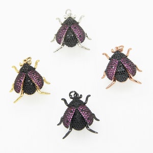 CZ Micro Pave 24x26mm Ladybug Pendant