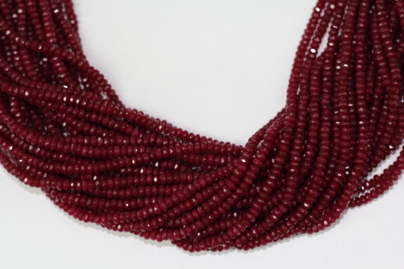 Ruby Jade 4x2mm faceted roundel beads 16" length full strand