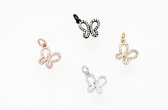 CZ Micro Pave 10mm Butterfly Charm with Jump Ring