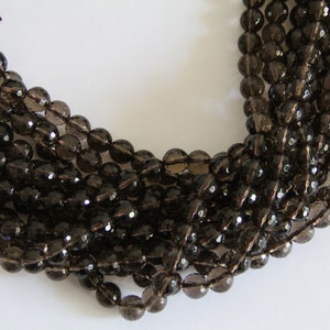 Smoky Quartz 10mm faceted round beads 16 length strand image 1
