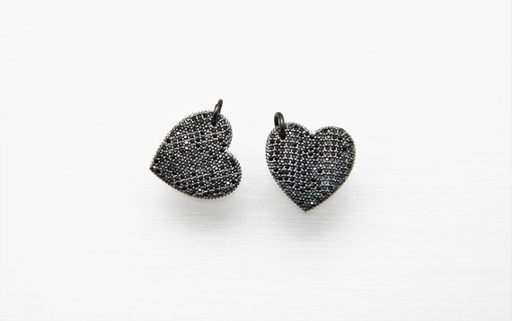 Black CZ Micro Pave 20mm Heart Pendant