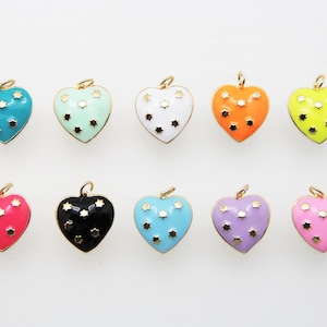Enamel 16mm Heart With Star Pendant