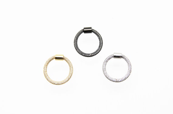 CZ Micro Pave 26mm Circle Screw Clasp Carabiner