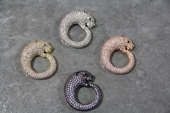 CZ Micro Pave 33mm Panther Beads