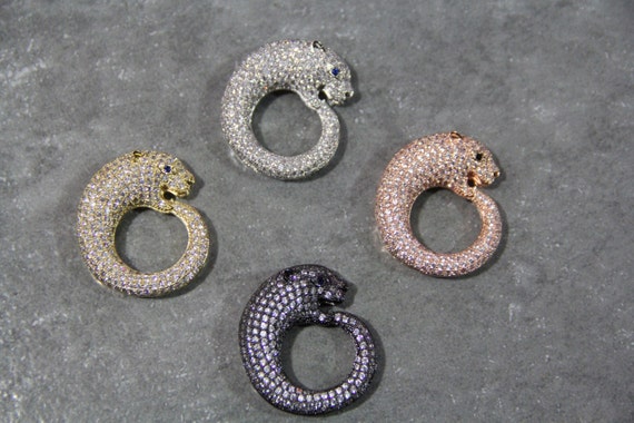 CZ Micro Pave 33mm Panther Beads