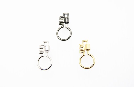 Plain Brass 16x30mm Key Shape Screw Clasp Carabiner