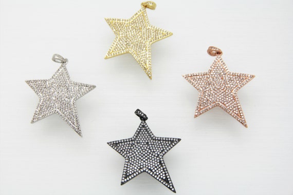 CZ Micro Pave 35mm Star Pendant