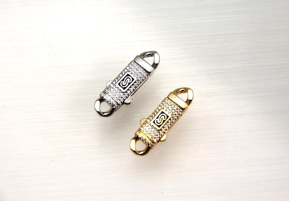 CZ Micro Pave 8x30mm Curb Chain Clasp