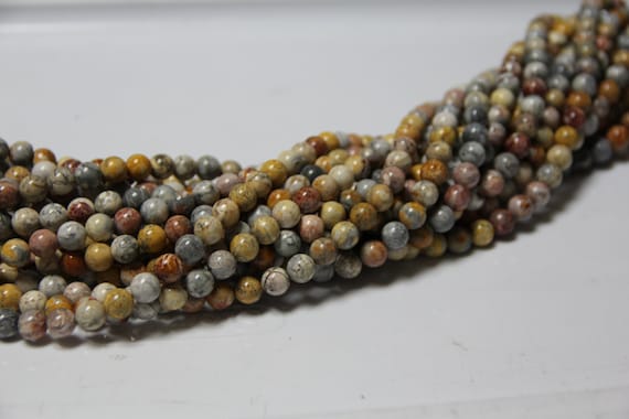 Flower  Jasper 8mm smooth round beads 16" length full strand