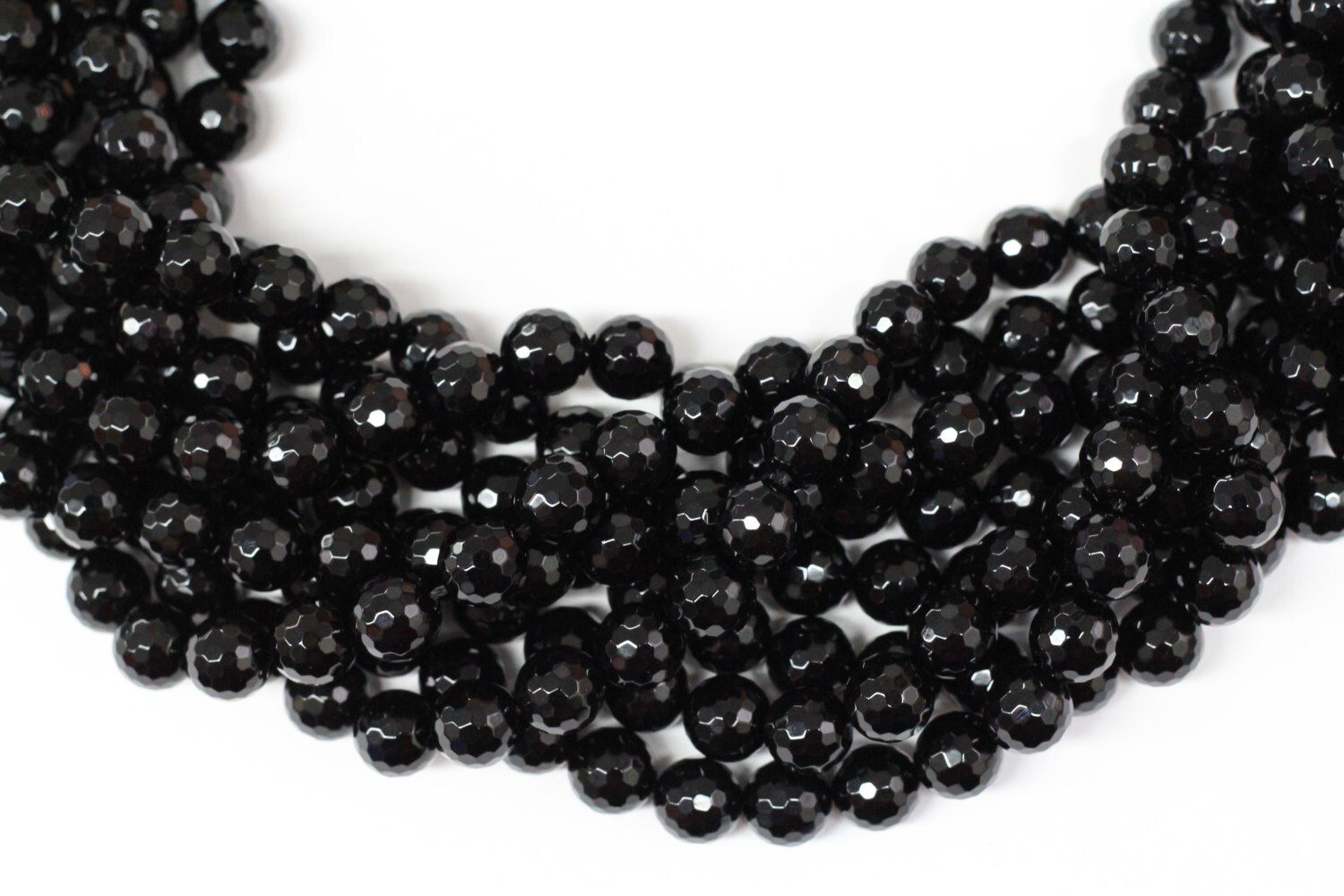 Black Onyx 10mm faceted round beads 16 length strand