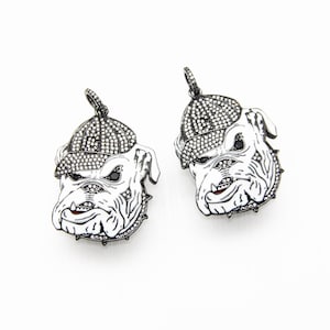 CZ Micro Pave Enamel 28x45mm Bully Dog Head Pendant