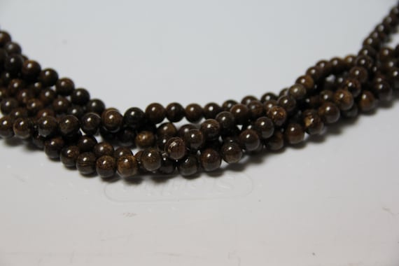 Bronzite 8mm smooth round beads 16" length full strand