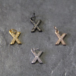 CZ Micro Pave Letter "X" Charm with Jump Ring