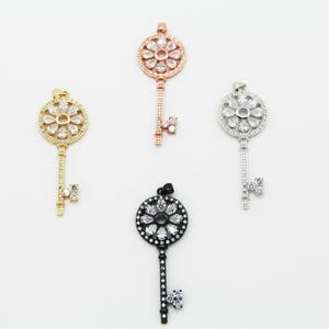 CZ Micro Pave 60mm Key Pendant With Bail