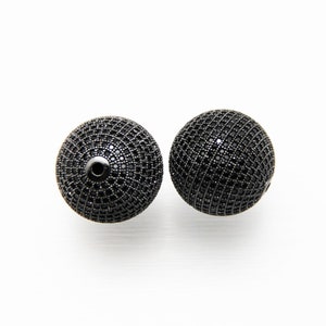 Black CZ Micro Pave 25mm Round beads