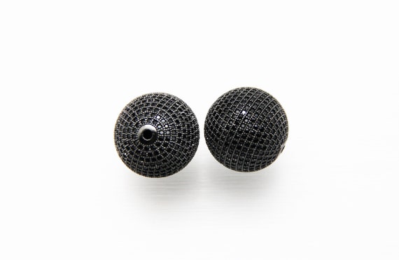 Black CZ Micro Pave 25mm Round beads