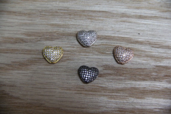 CZ Micro Pave 11mm Heart Beads