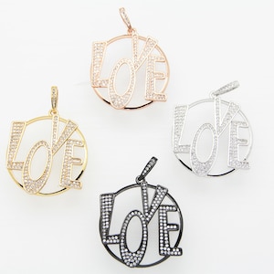 CZ Micro Pave 35mm LOVE Pendant With CZ Bail
