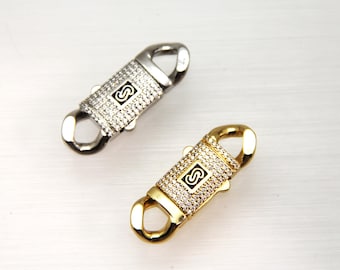 CZ Micro Pave 12x38mm Curb Chain Clasp