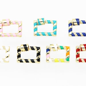 Enamel Gold Strip 13x20mm Rectangle Screw Clasp Carabiner