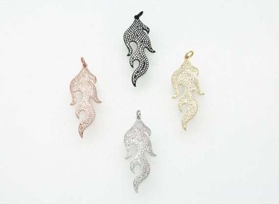 CZ Micro Pave 18x45mm  Flame Pendant