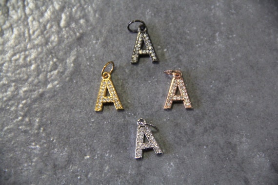 CZ Micro Pave Letter "A" Charm with Jump Ring