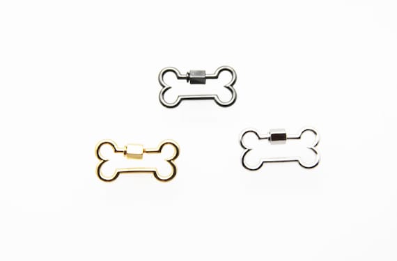 Plain Brass 15x30mm Dog Bone Screw Clasp Carabiner