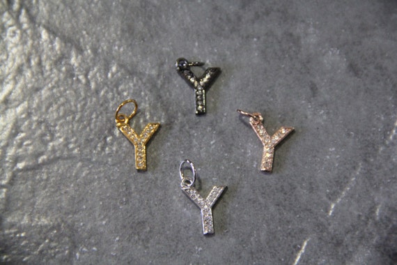 CZ Micro Pave Letter "Y" Charm with Jump Ring