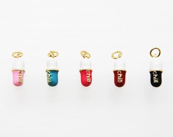 Enamel 6x13mm Capsule Charm