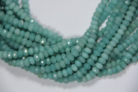 AA Grade Amazonite 8x5mm faceted roundel beads 16" length full strand