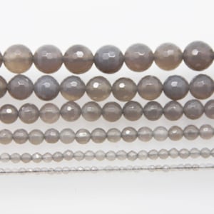 Grey Onyx 3-12mm faceted round beads 16&quot; length strand