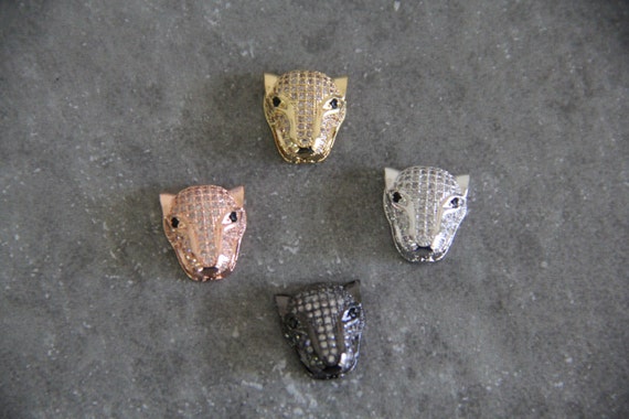 CZ Micro Pave 14x16mm Tiger Head Beads