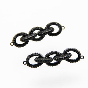 Black CZ Micro Pave 10x40mm Open Oval 5 Links Connector