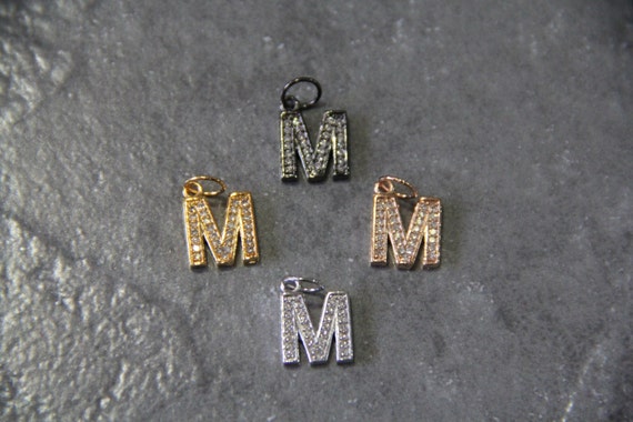 CZ Micro Pave Letter "M" Charm with Jump Ring