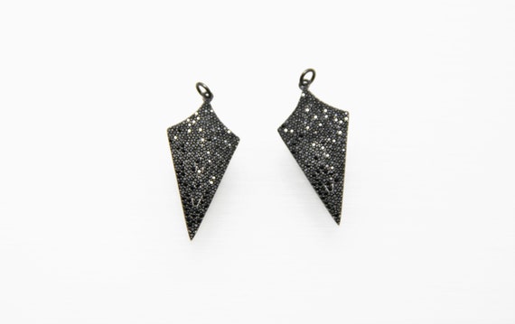 Black CZ Micro Pave 18x35mm Arrow Pendant