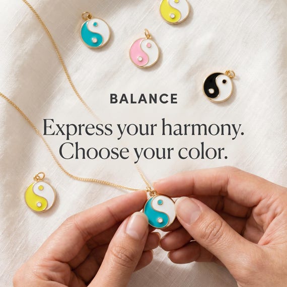 Enamel 15mm YinYang Pendant