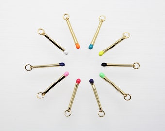Enamel 3x24mm Matches Pendant