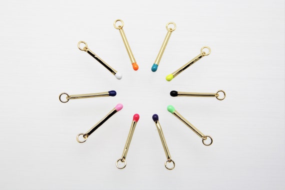 Enamel 3x24mm Matches Pendant