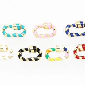 Enamel Gold Strip 11x20mm Oval Screw Clasp Carabiner