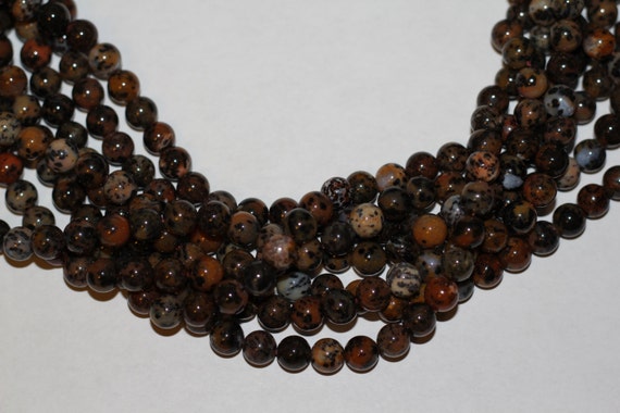 Leopard Agate 8mm smooth round beads 16" length strand