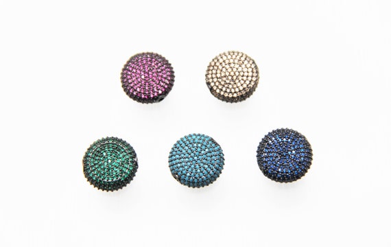 Color CZ Micro Pave 16mm Coin  Beads