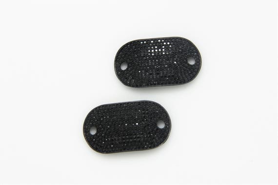 Black CZ Micro Pave 18x32mm Oval Shape Connector with Hole