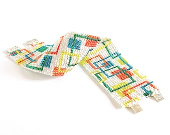 Bracciale colorato in rilievo, branelli del seme telaio braccialetto, bracciale modello quadrato, design bigiotteria bracciale, geometrico estate