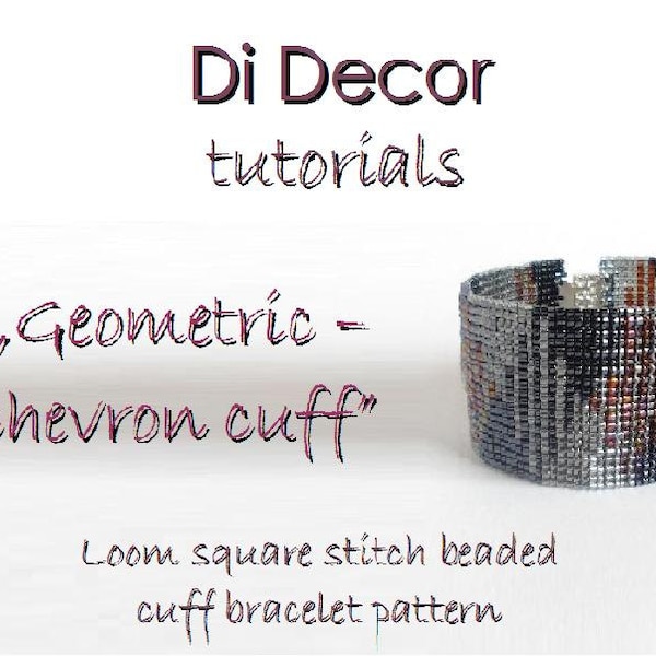 Seed Bead Loom Square Stitch Bracelet Pattern, Toho Beads Loom Bracelet Pattern, Miyuki Delica Chevron Cuff Bracelet Tutorial