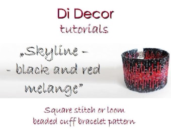 Beaded Square Stitch Cuff Bracelet Pattern, Toho Beads Loom Bracelet